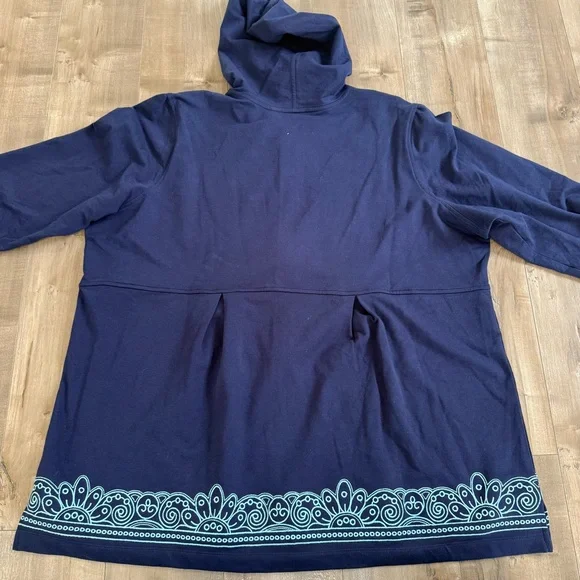 Sport Savvy Full Zip Jacket Hooded Blue Embroidered 2XL Baby Doll Half Sleeve - Picture 6 of 9